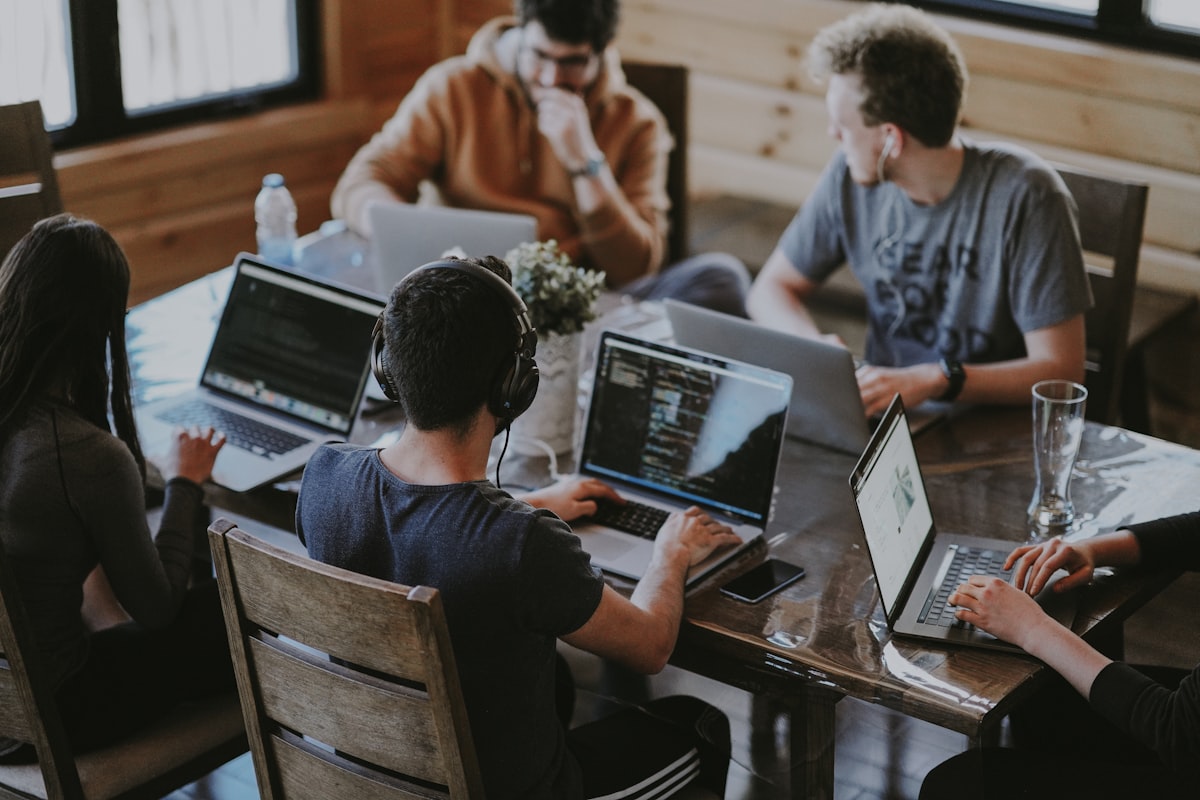 Development team collaborating on a project